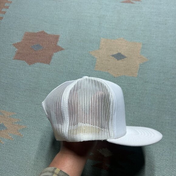 Vintage 80s 90s trucker hat mesh cap blank white snapback plain adjustable - Picture 8 of 9